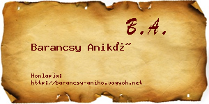 Barancsy Anikó névjegykártya